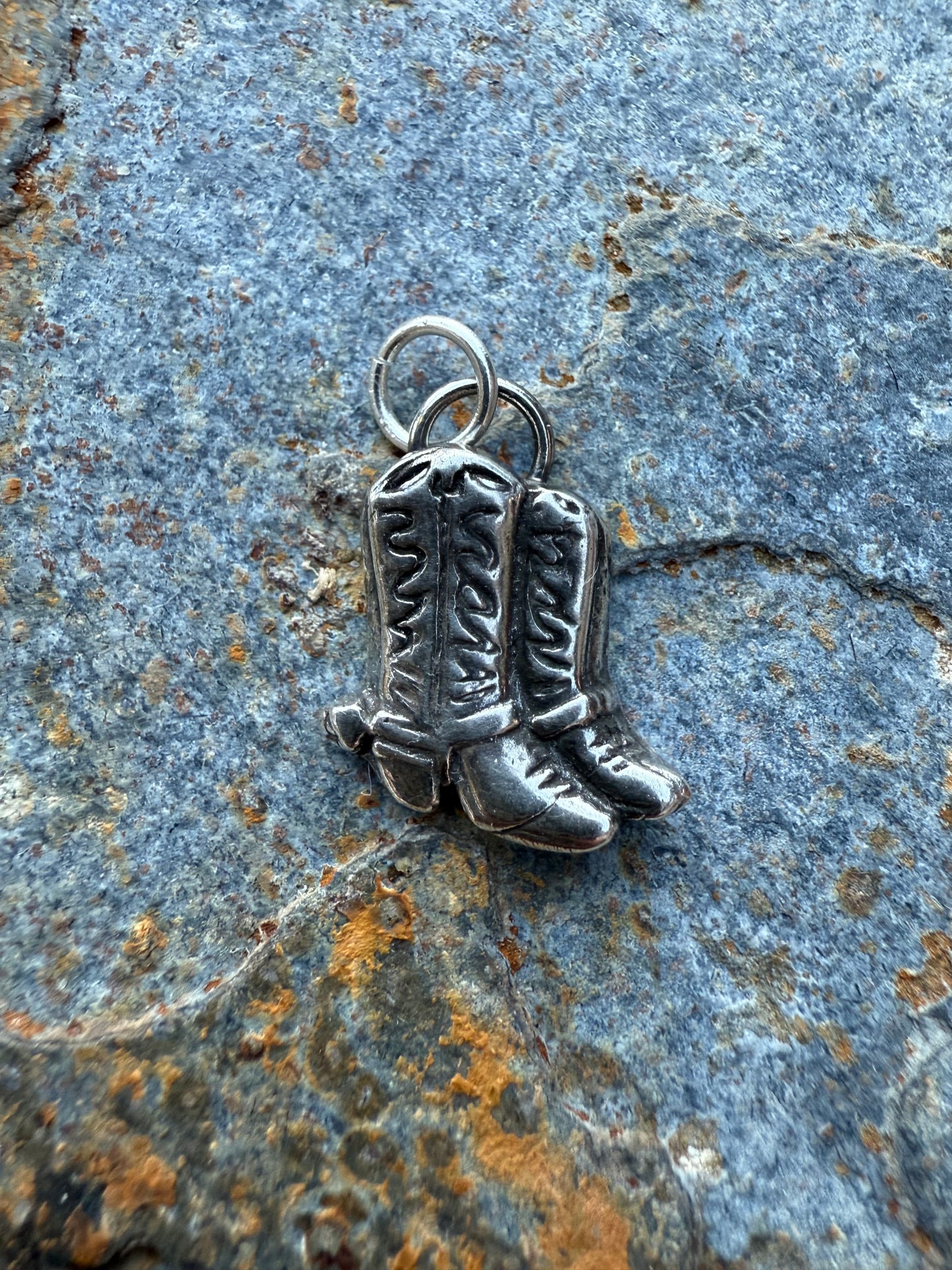 Silver Western Cowboy Boots Pendant