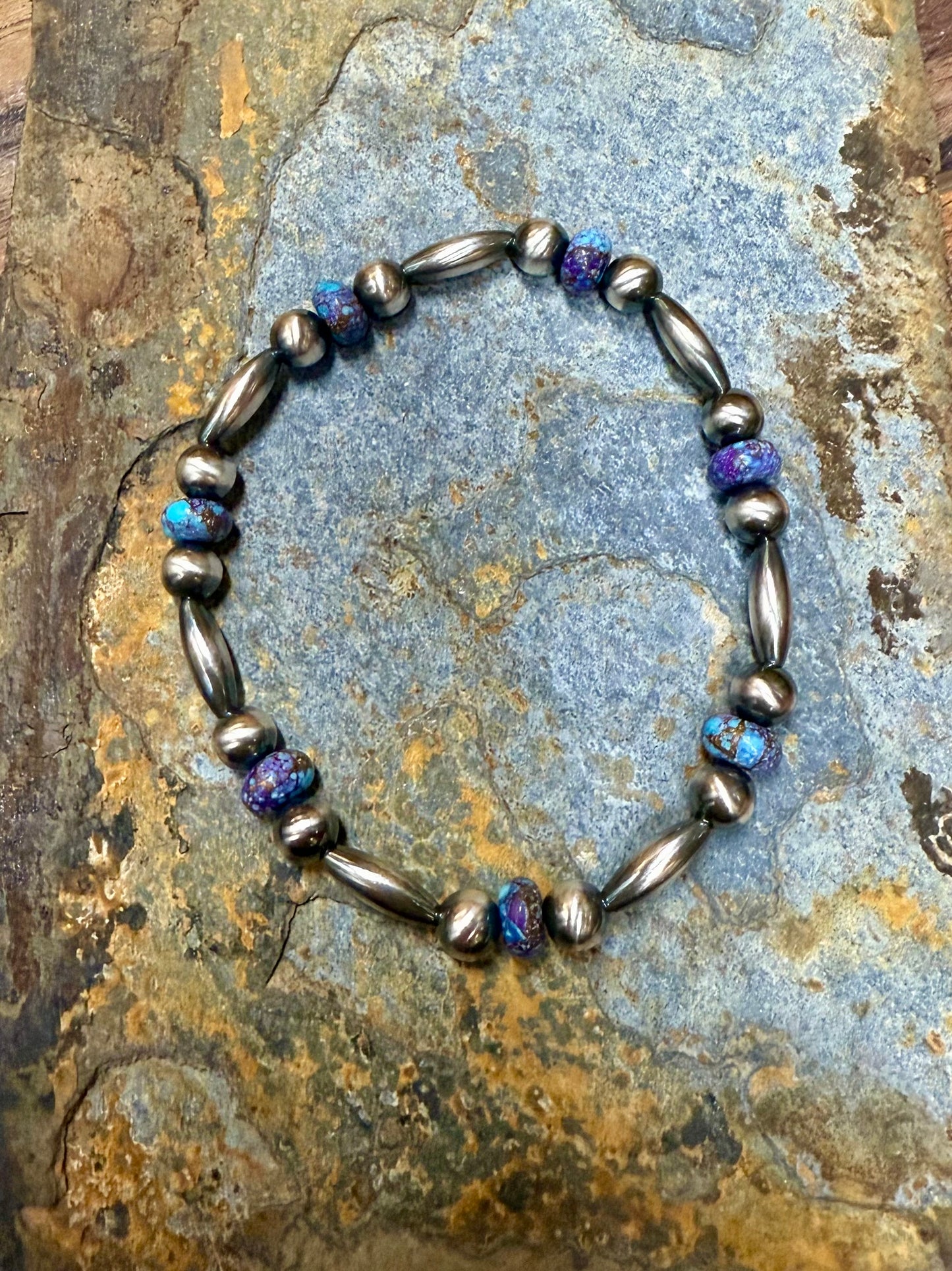 Purple Spotted Mohave Sterling Silver Bracelet