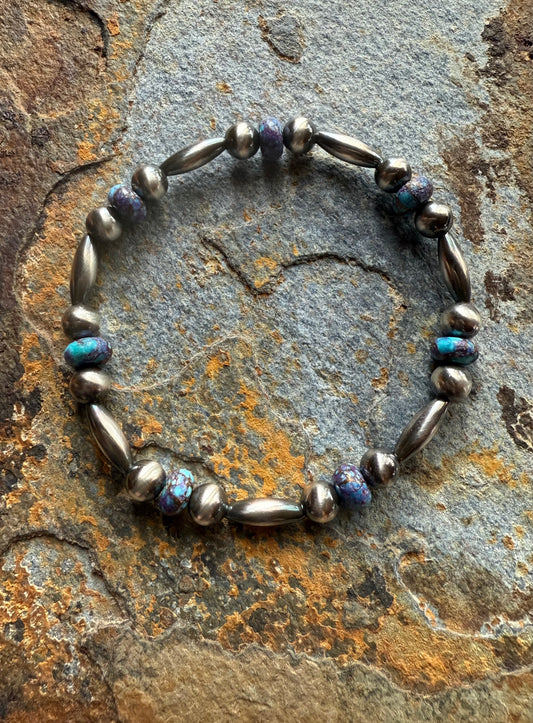 Purple Spotted Mohave Sterling Silver Bracelet