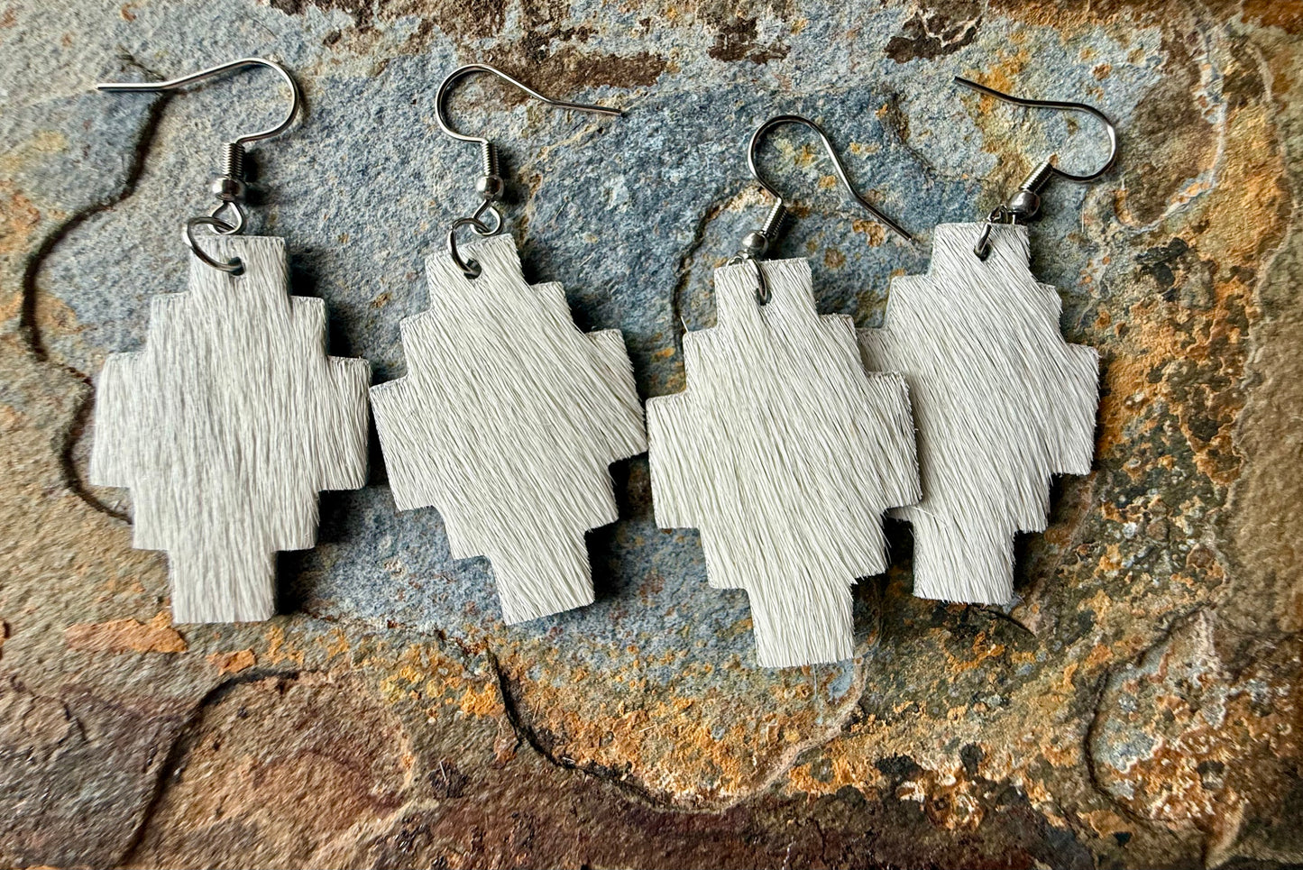 Hair-On Cowhide Aztec Shaped Earrings