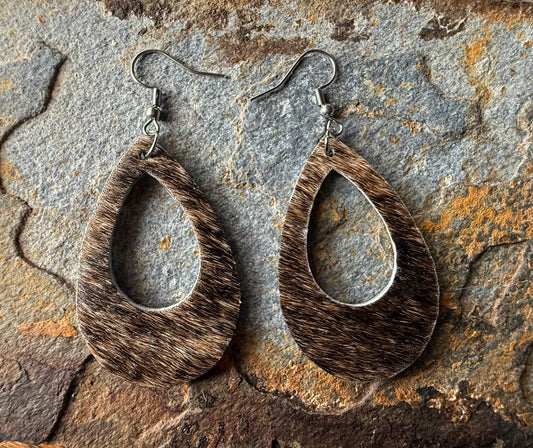 Hair-On Cowhide Large Teardrop Earrings