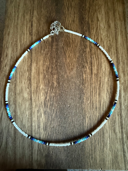 Ocean Blues Beaded Choker Necklace