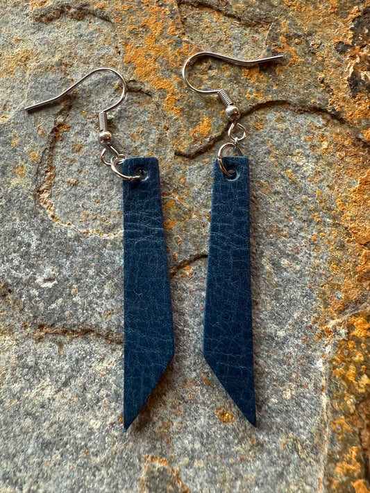 Leather Pointed Bar Earrings