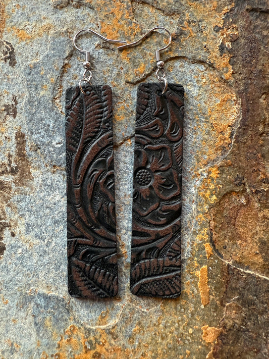 Leather Medium Bar Earrings