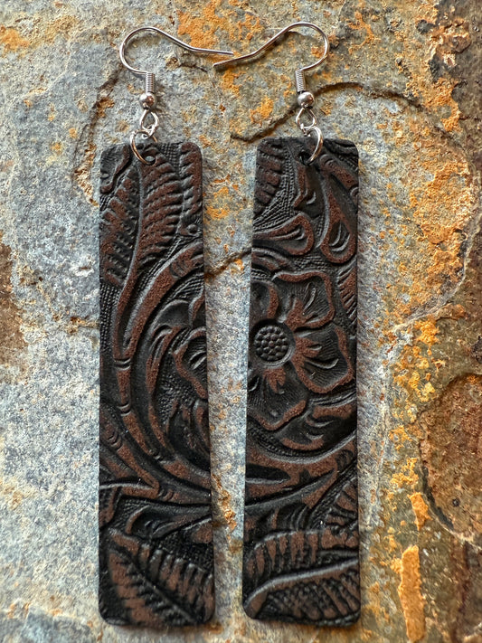 Leather Large Bar Earrings