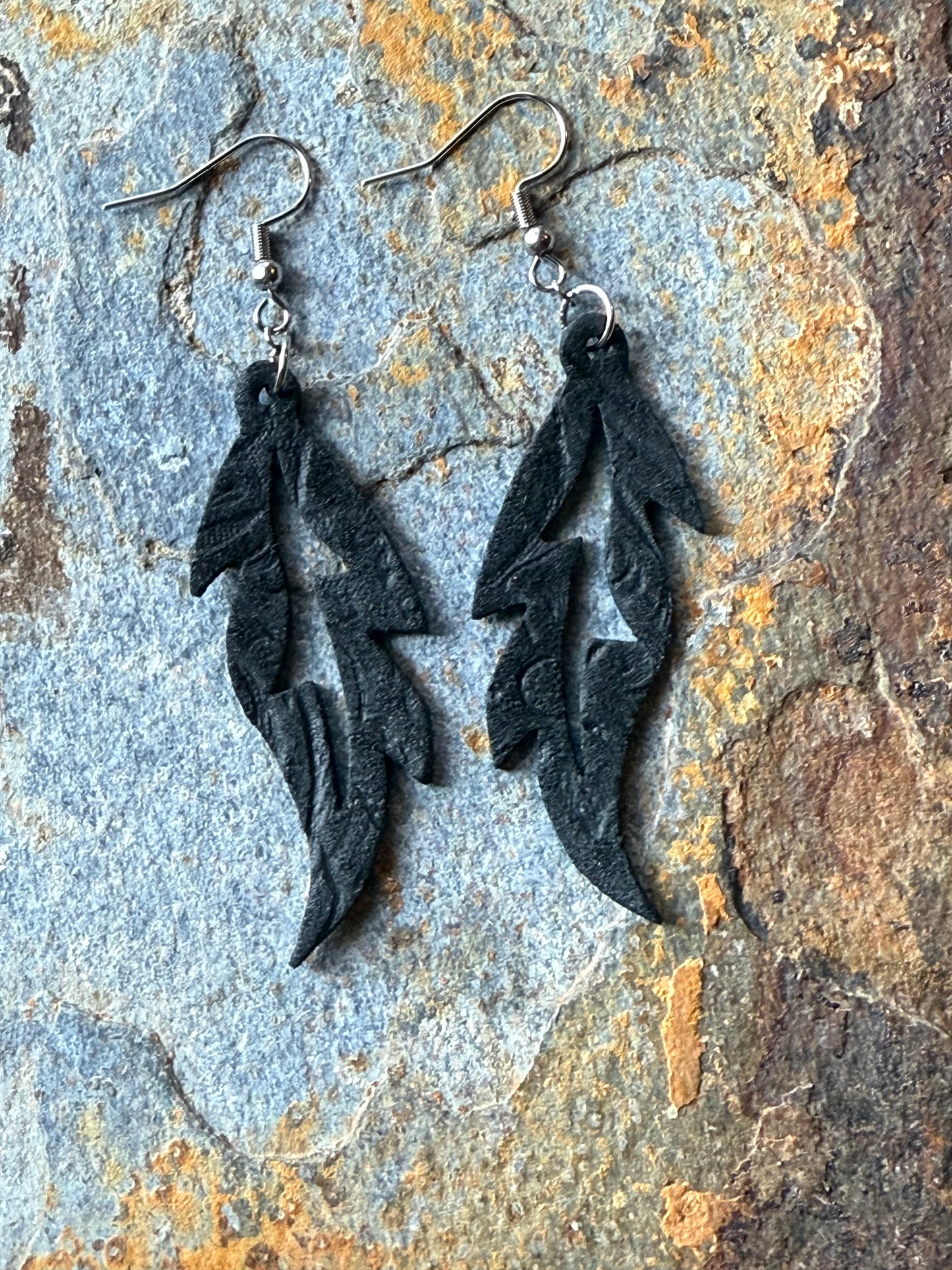 Feather Shaped Leather Earrings