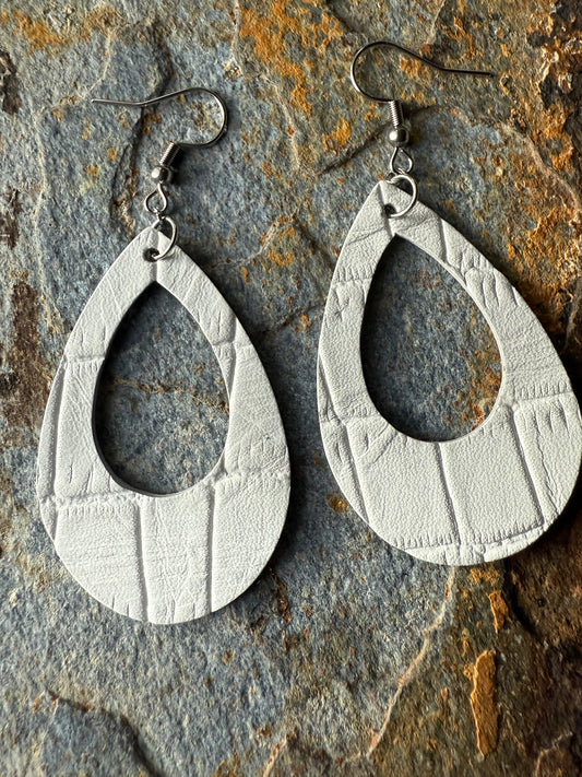 Leather Large Open Teardrop Earrings