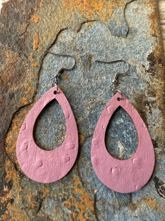 Leather Large Open Teardrop Earrings