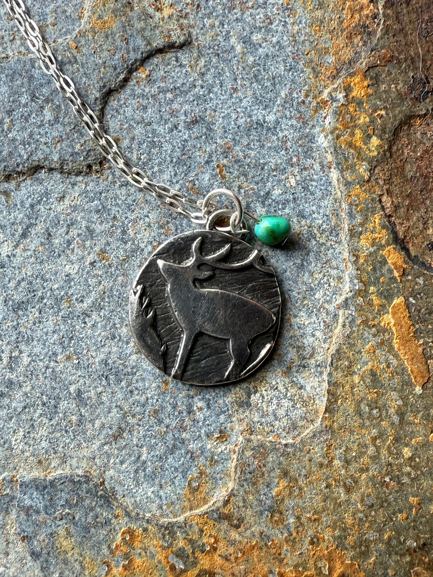 Silver Western Rustic Elk Pendant