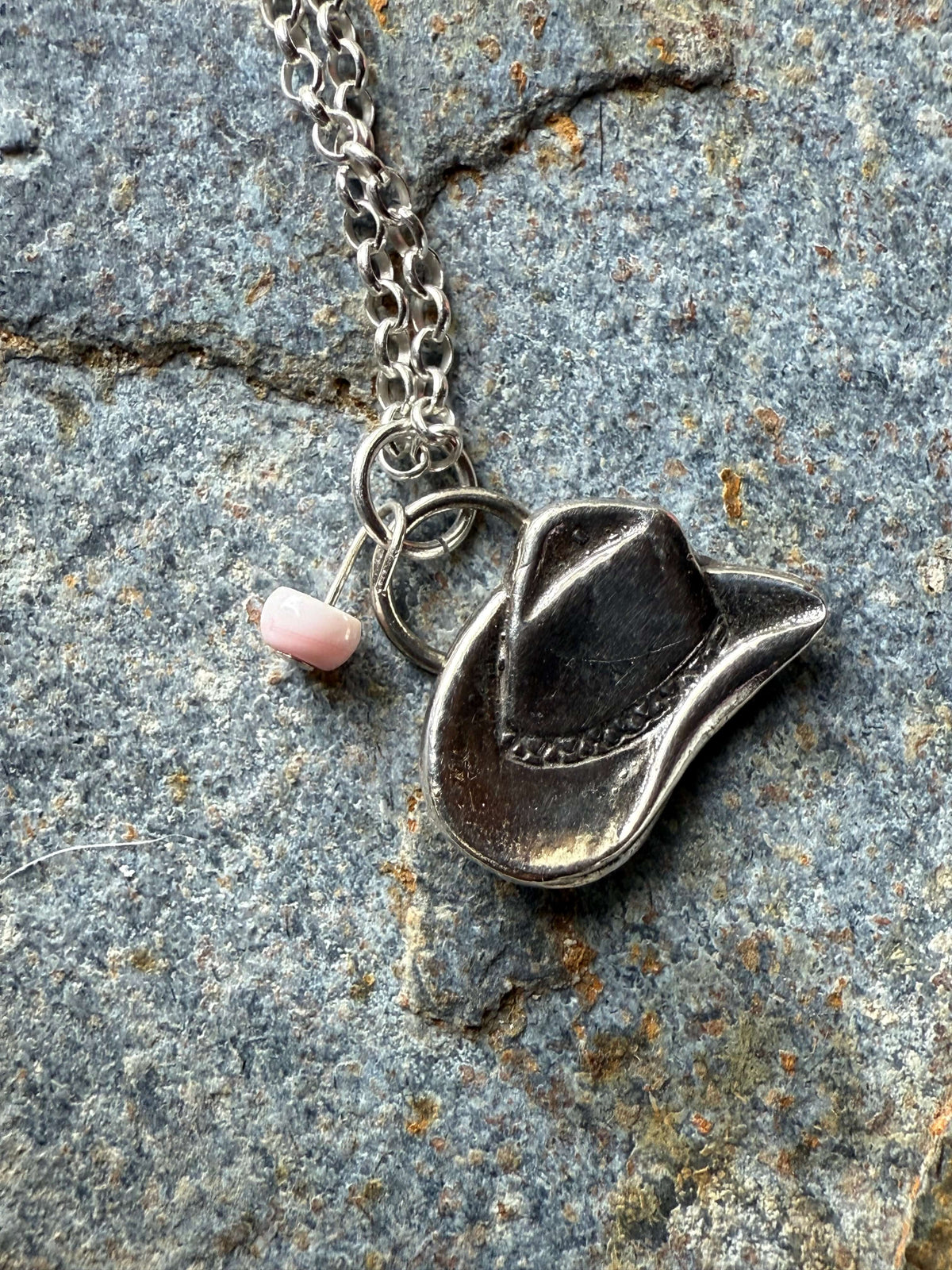 Silver Cowboy Hat Pendant Vintage Cowboy Hat Silver Charm