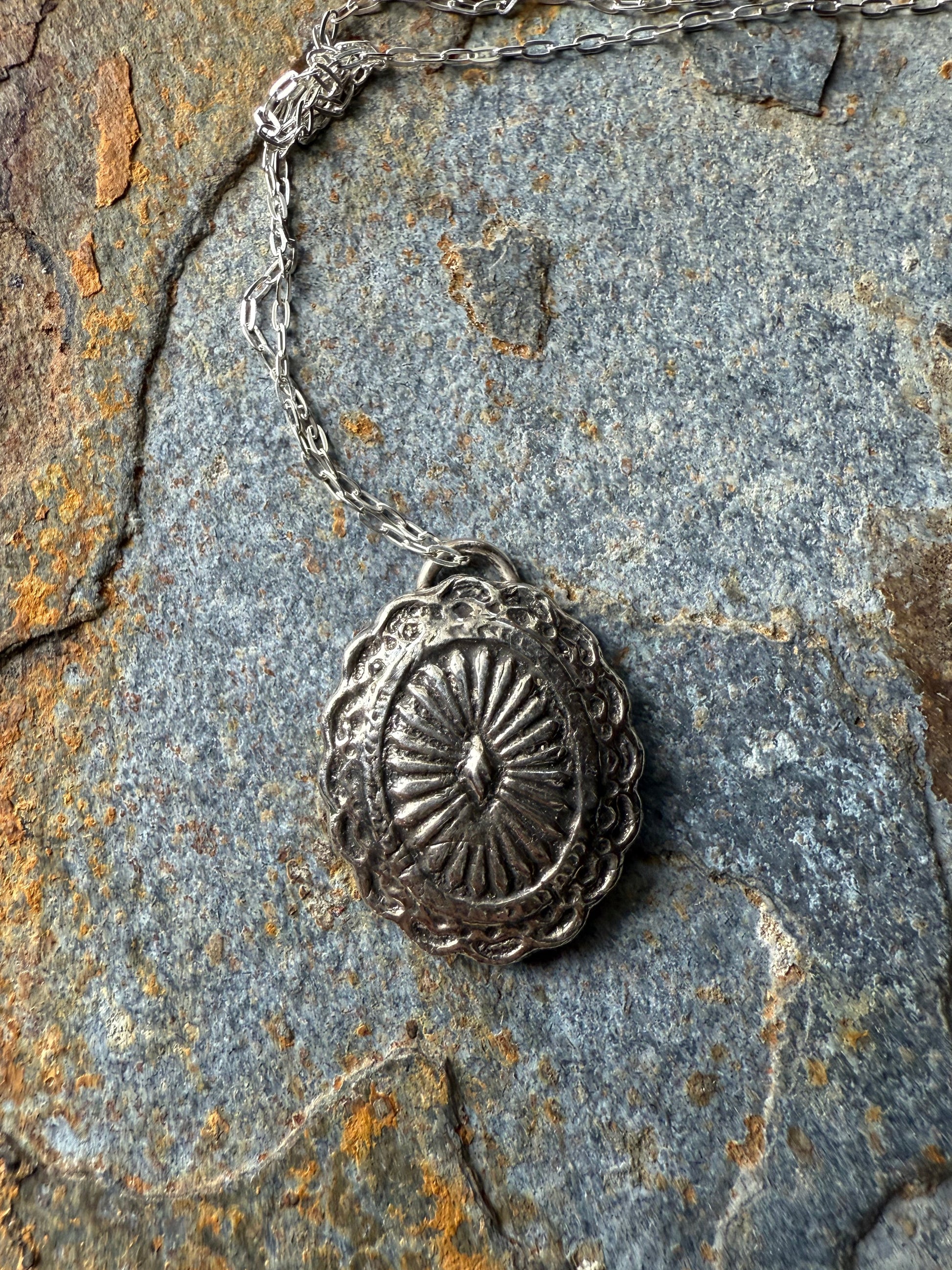 Fine silver concho pendant