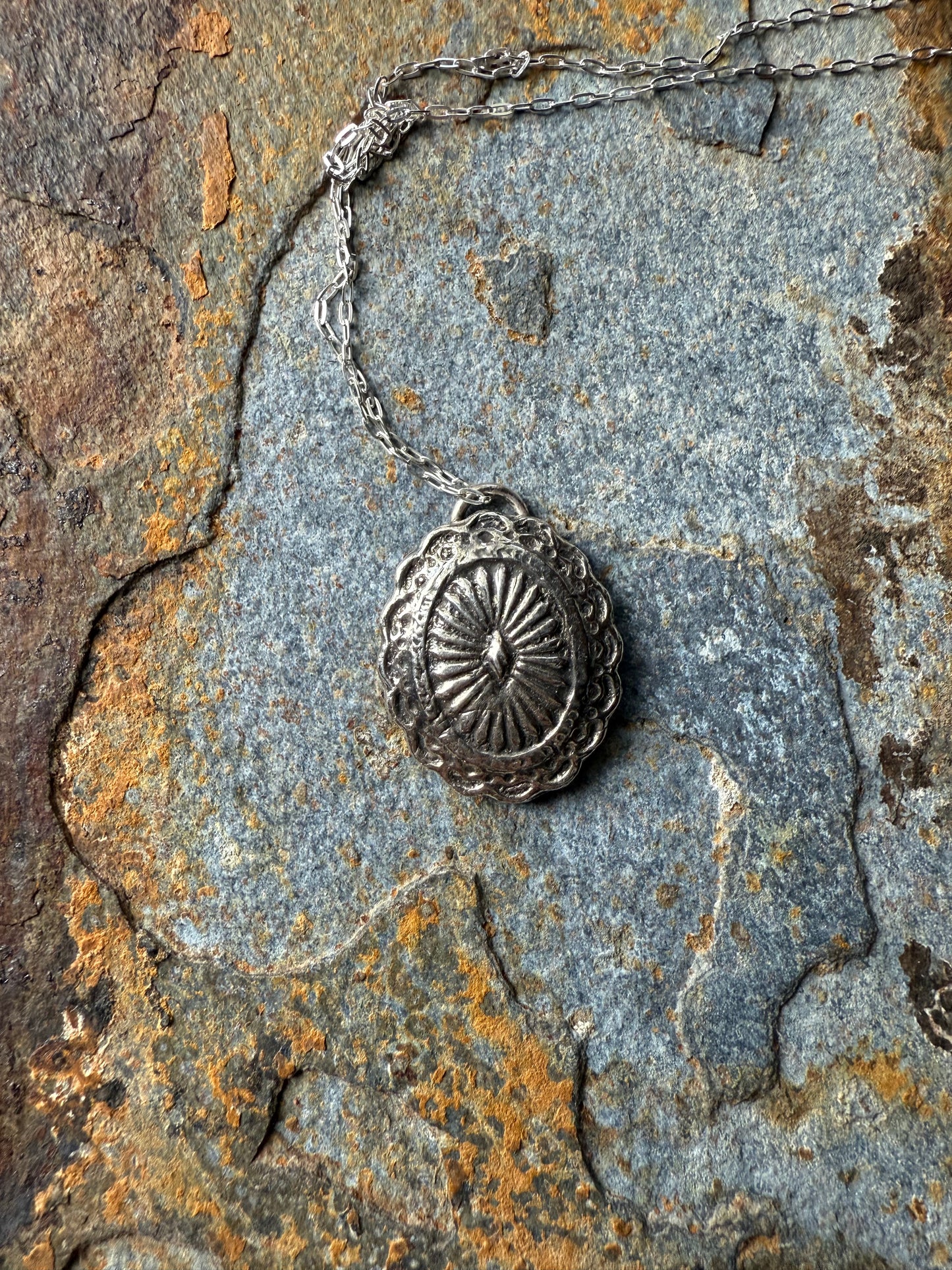 Silver Western Concho Pendant