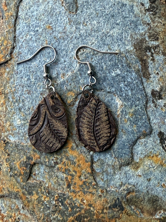 Leather Small Teardrop Earrings