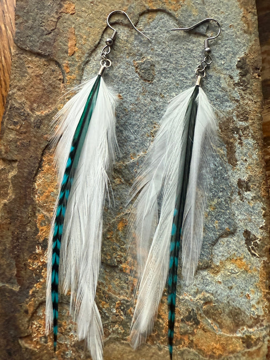 Turquoise Skies Feather Earrings