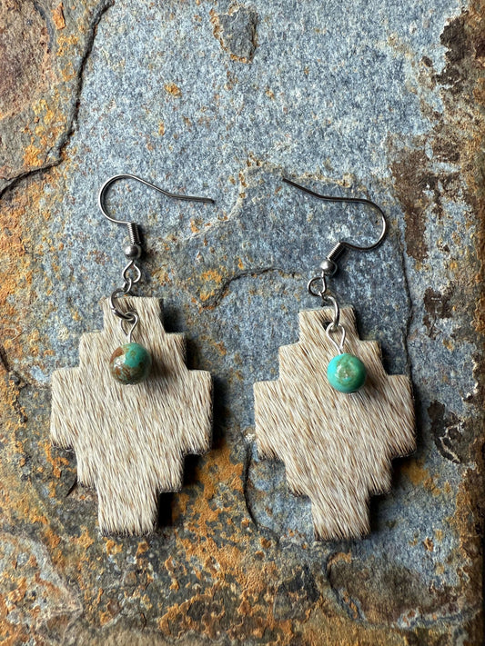 Cowhide Aztec Shaped Earrings