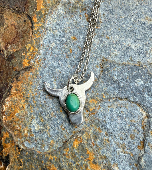Silver Steer Head Pendant