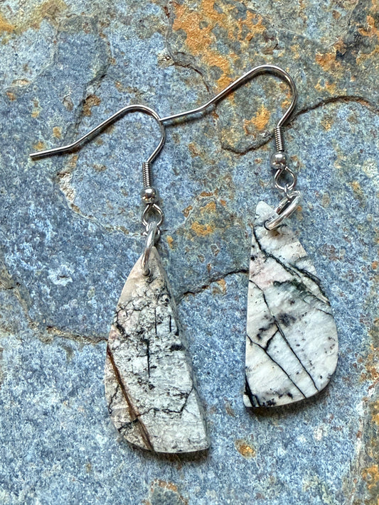 White Buffalo Slab Teardrop Earrings