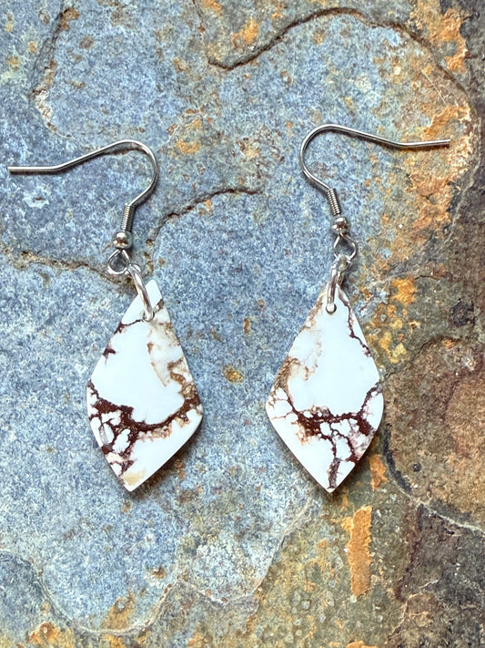 Wild Horse Magnesite Slab Pointed Teardrop Earrings