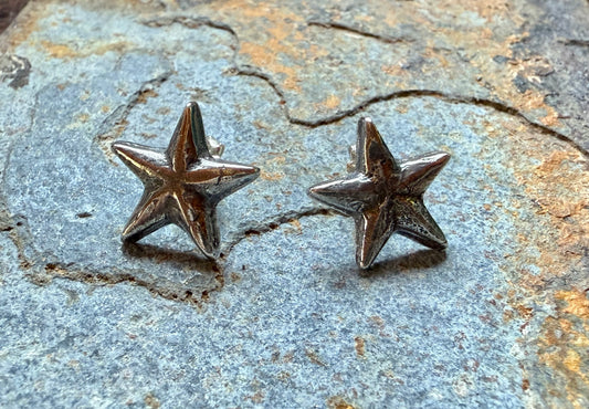 Silver Rustic Star Post Earrings