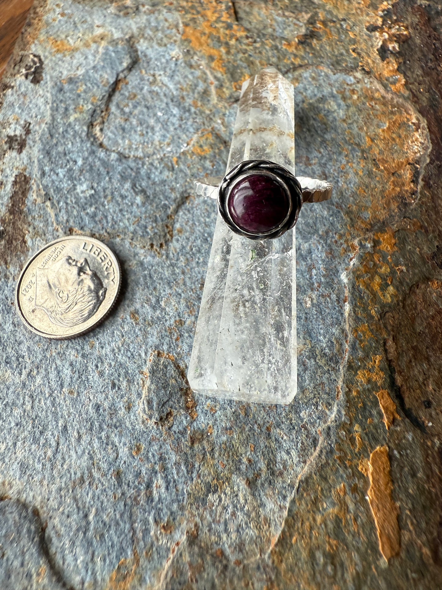 Purple Spiny Oyster Sterling Silver Ring