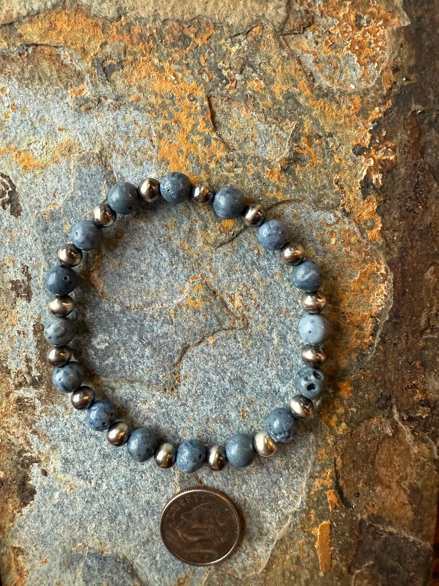Blue Sponge Coral Pearl Bracelet