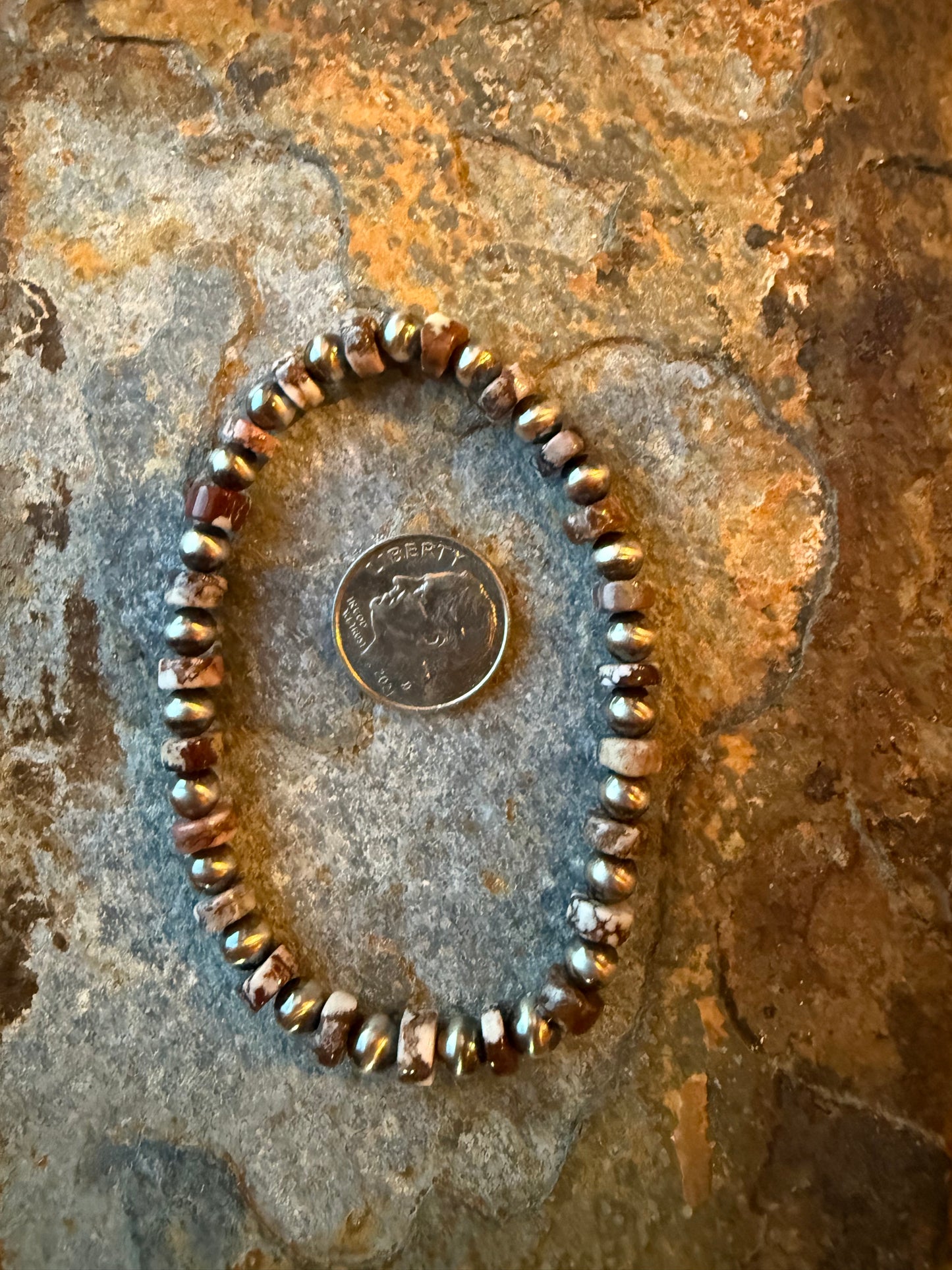 Wild Horse Magnesite Sterling Silver Pearl Bracelet