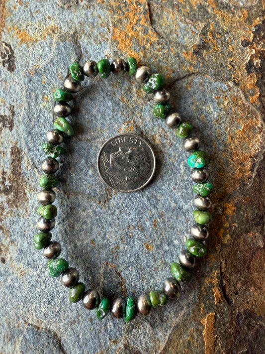 Sonoran Gold Turquoise Sterling Silver Pearl Bracelet
