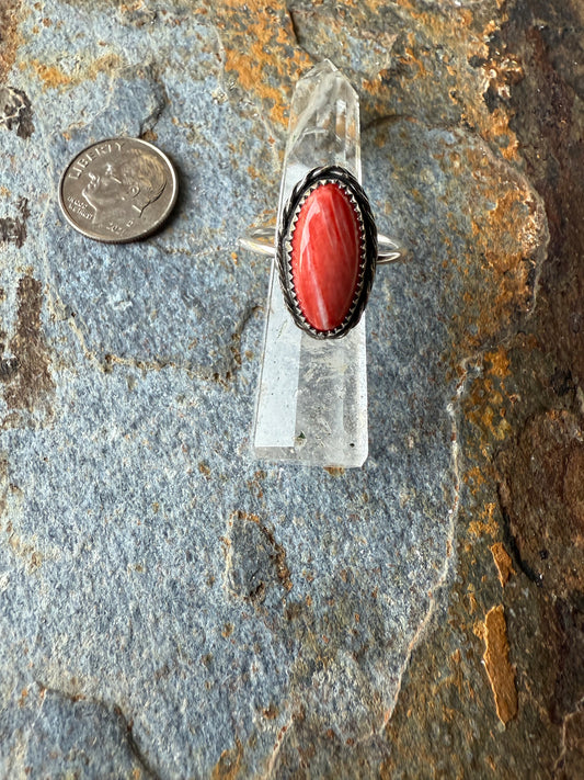 Red Spiny Oyster Sterling Silver Ring