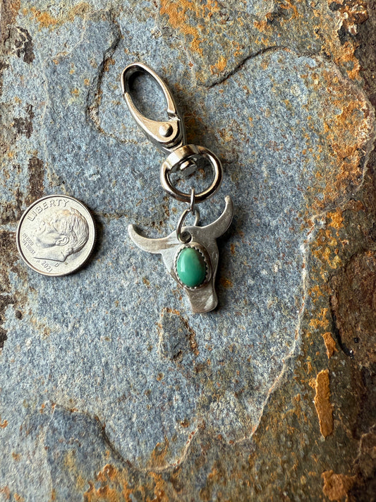 Silver Steer Head Keychain