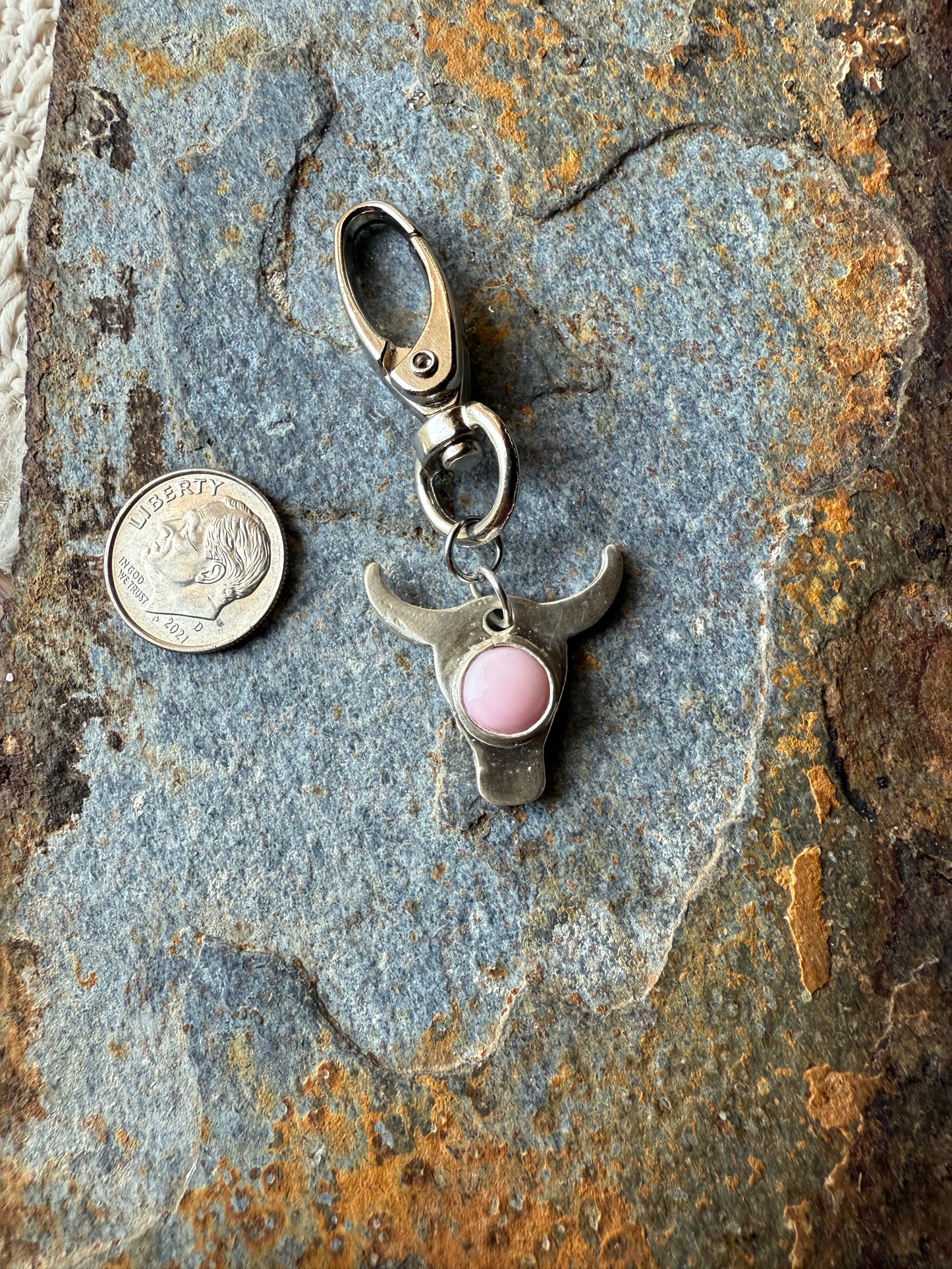 Silver Steer Head Keychain