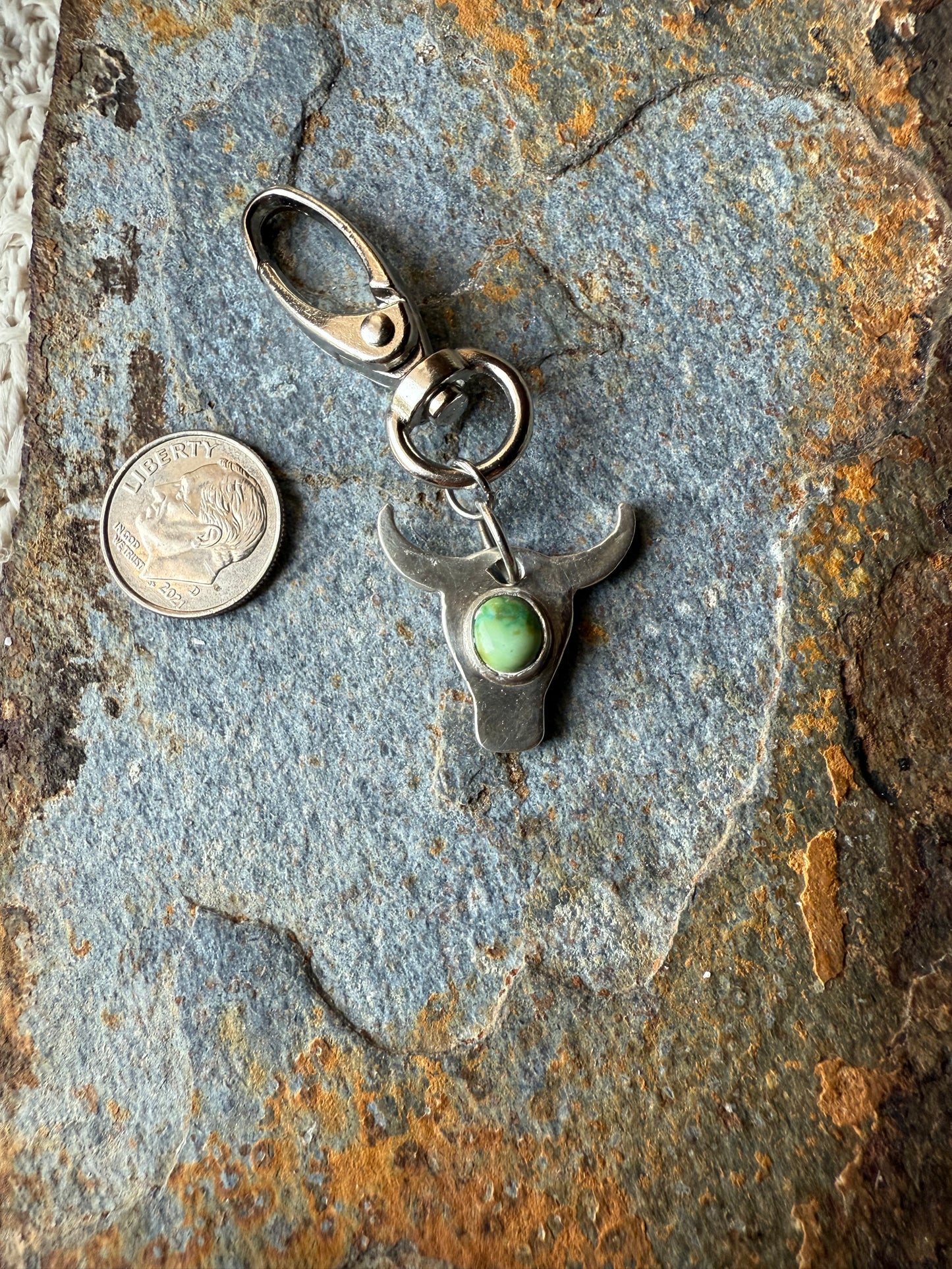 Silver Steer Head Keychain