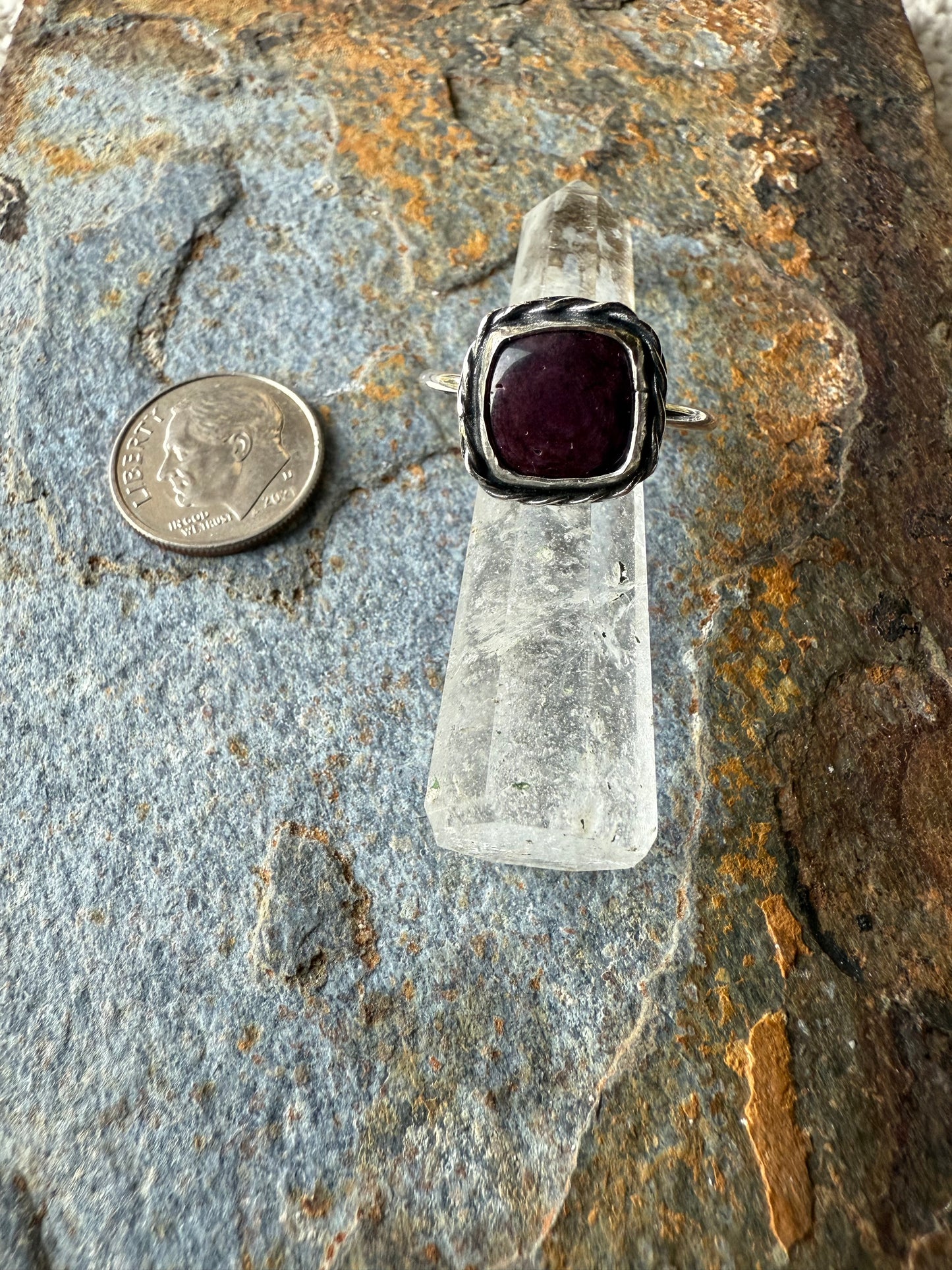 Purple Spiny Oyster Sterling Silver Ring