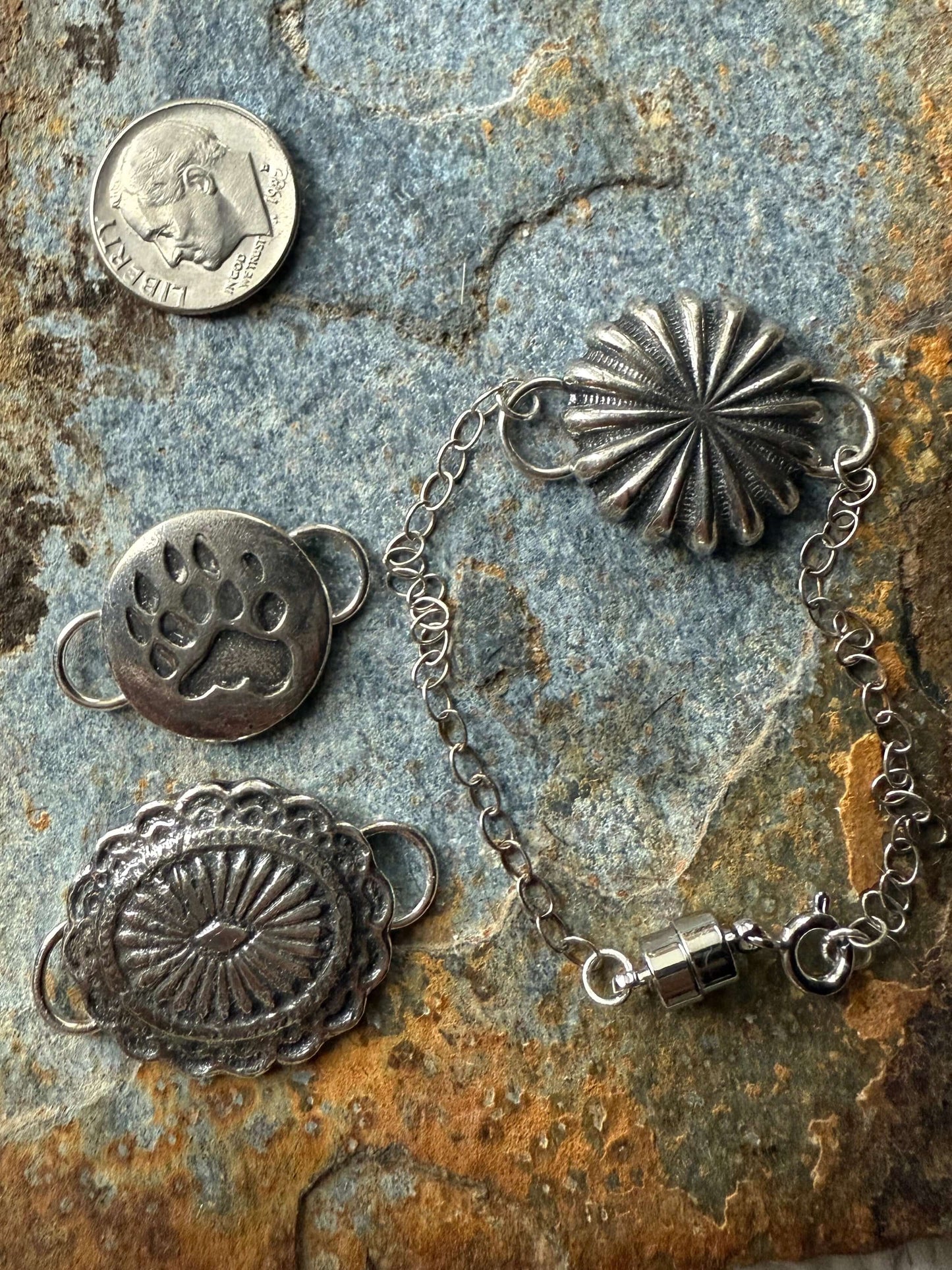 Silver Concho Magnetic Bracelet Lightweight Magnetic Bracelet