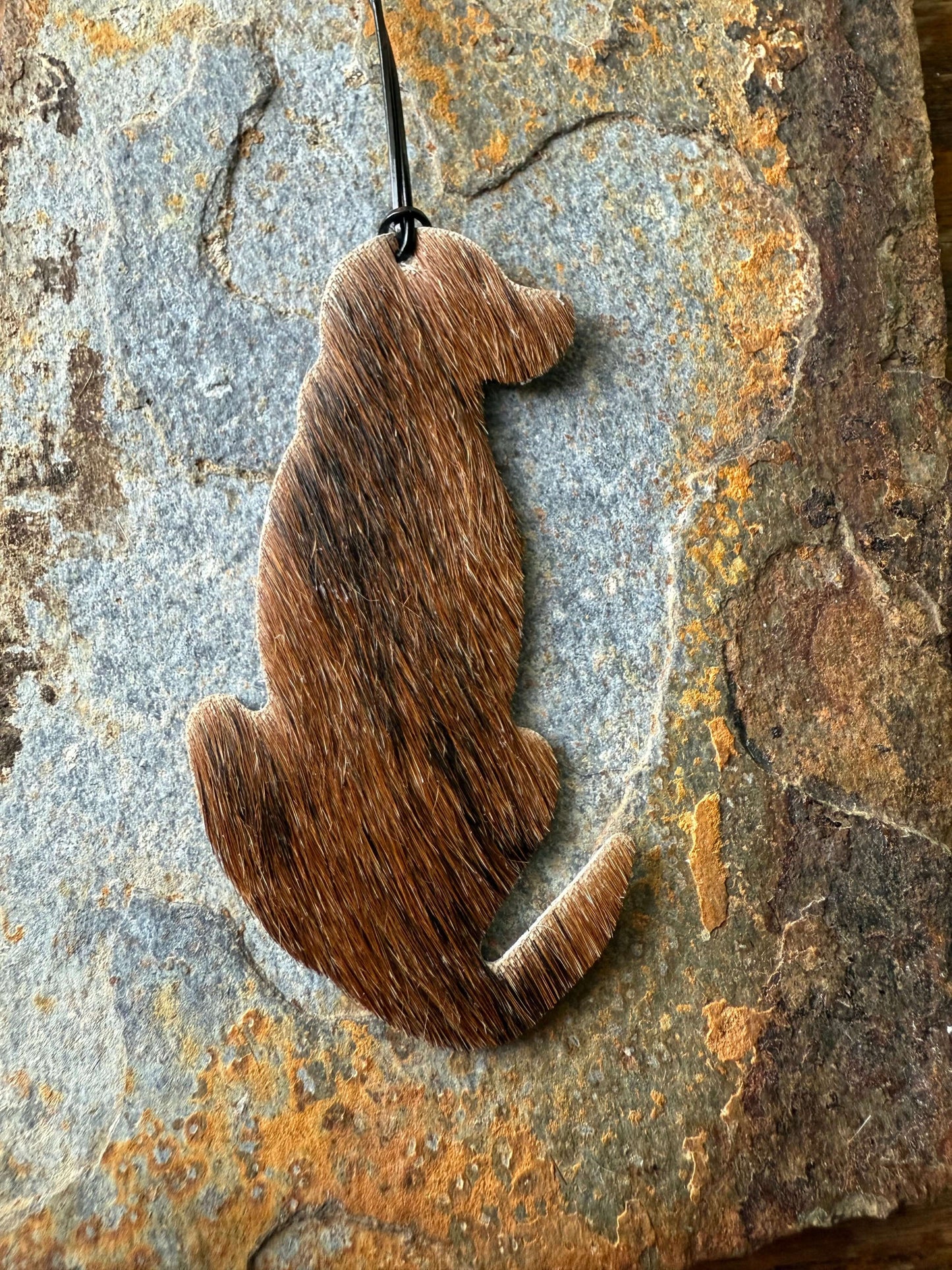 Hair on cowhide dog silhouette ornaments Handmade Cowhide Dog Figure