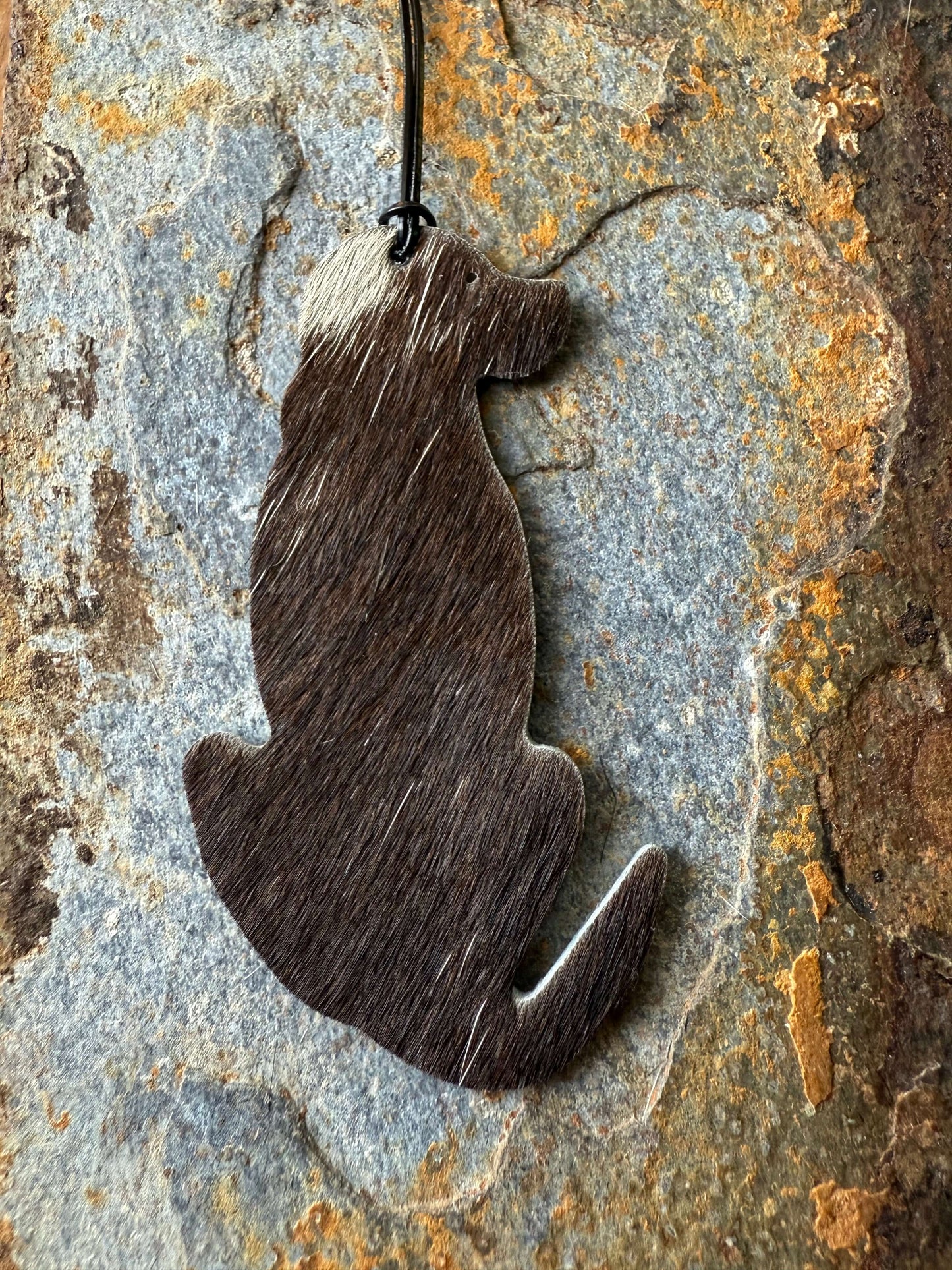 Hair on cowhide dog silhouette ornaments Rustic Handmade Dog Silhouette