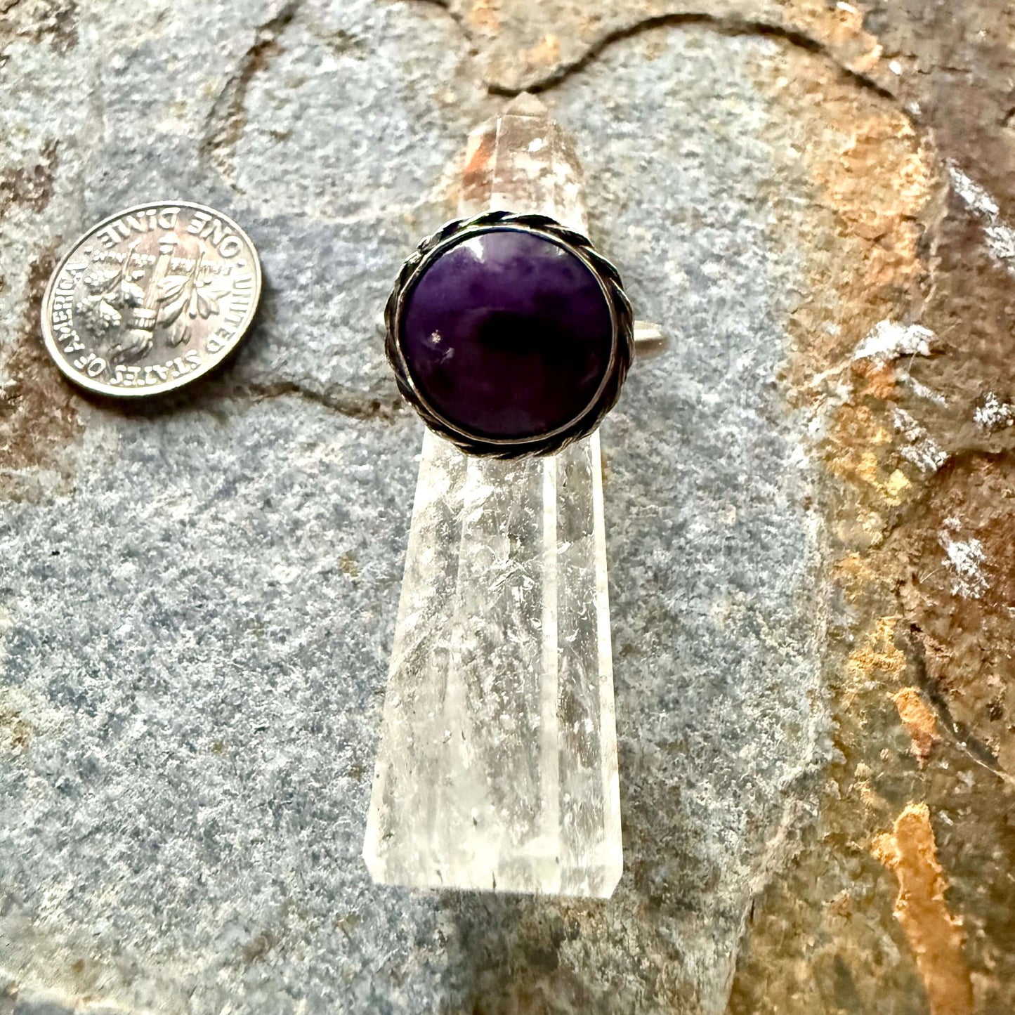 Charoite Sterling Silver Ring - Unique Western Style Gem