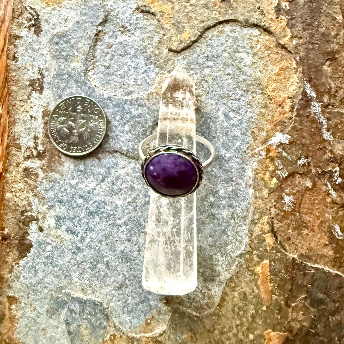 Charoite Sterling Silver Ring - Unique Western Style Gem