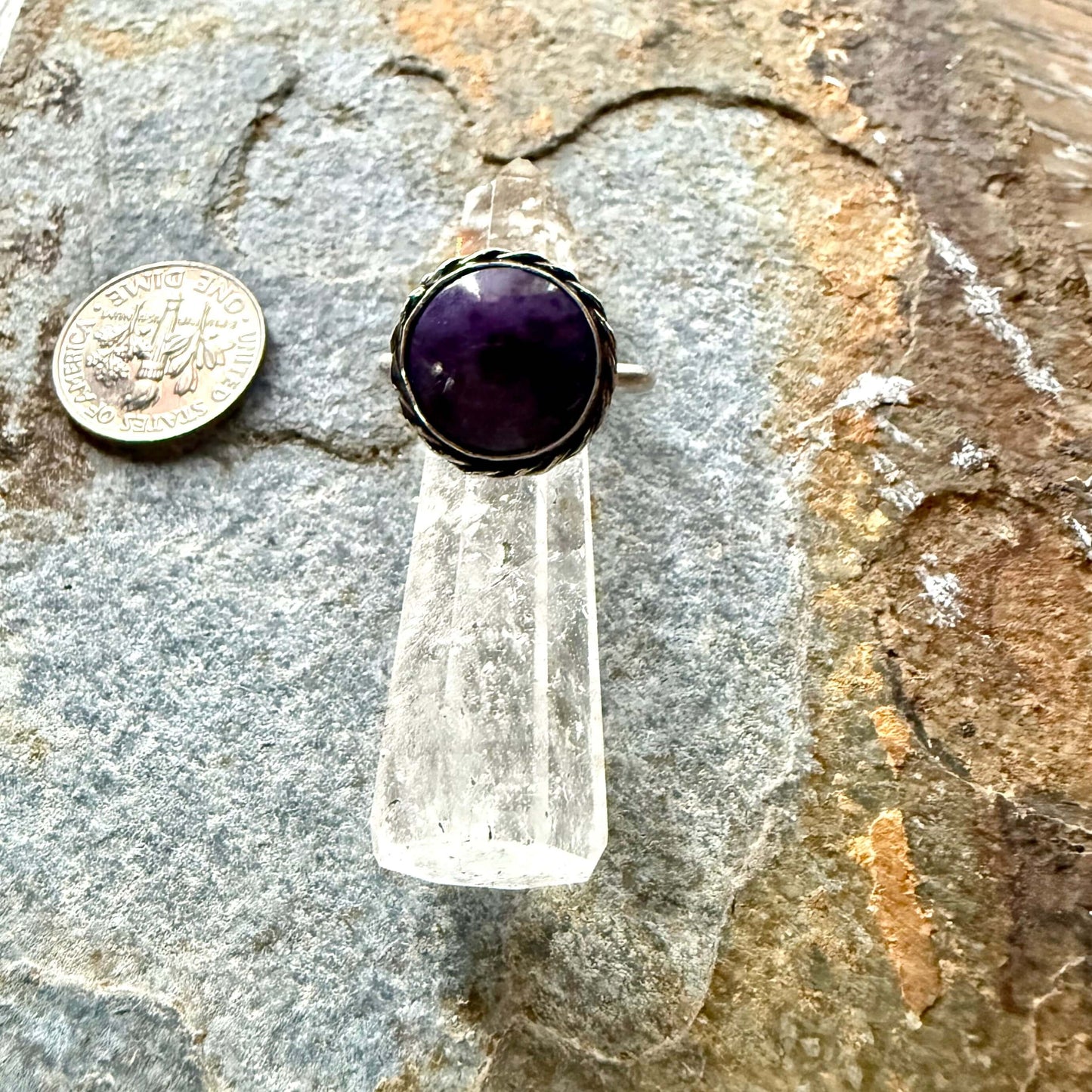 Charoite Sterling Silver Ring - Unique Western Style Gem