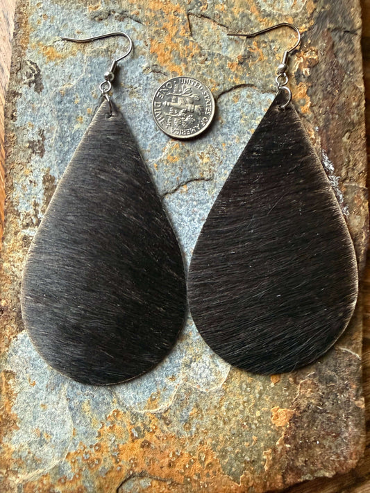 Cowhide Extra Large Teardrop Earrings