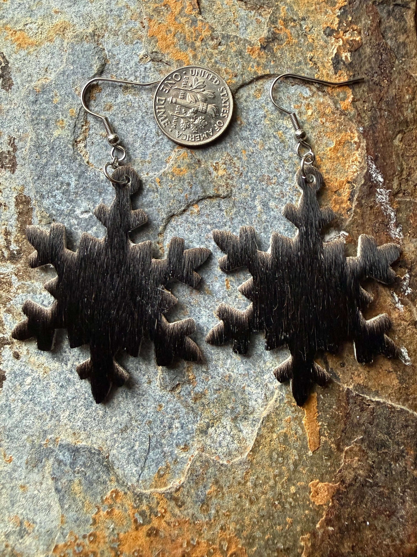 Cowhide Snowflake Earrings - Western Charm