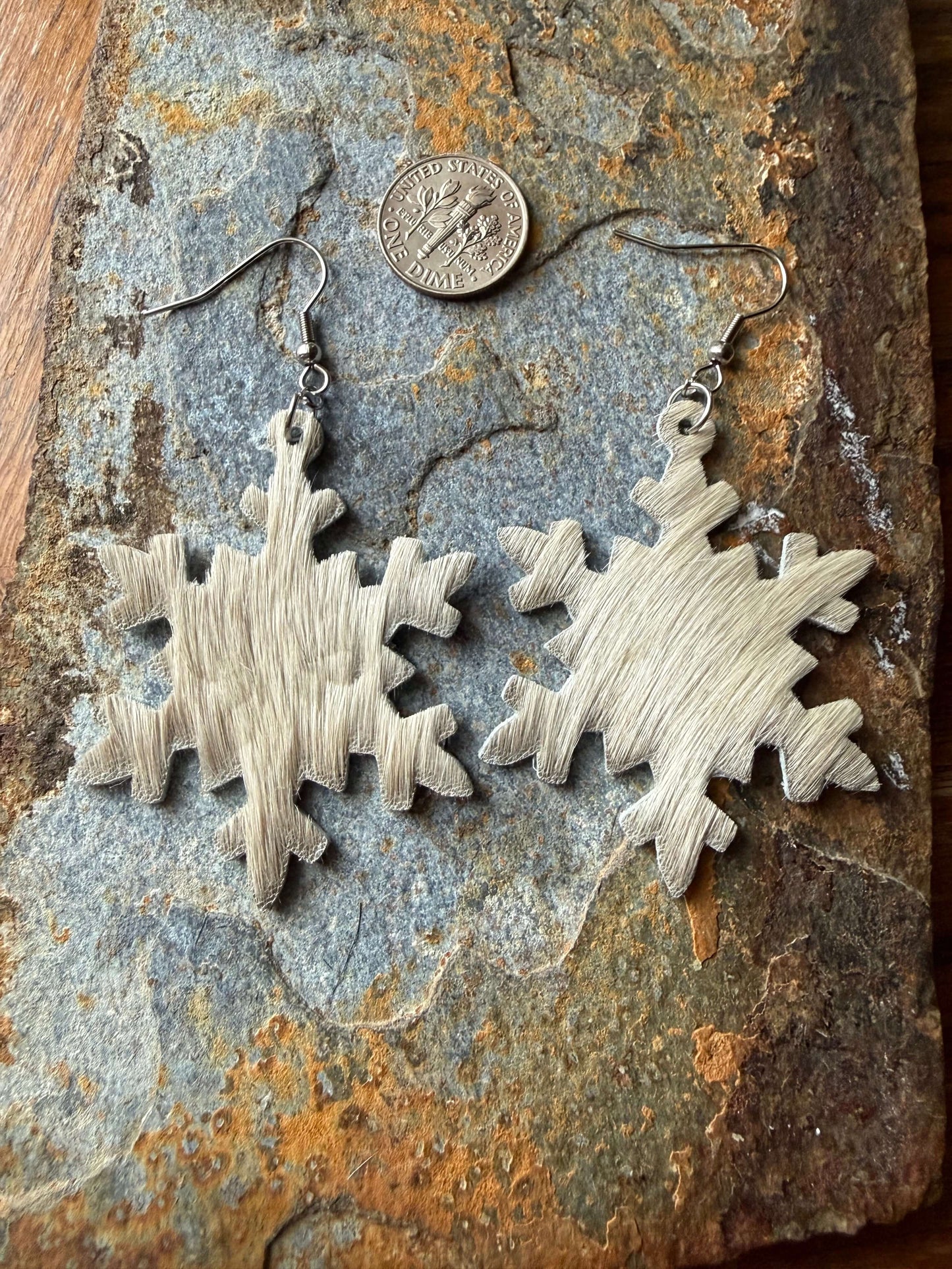 Cowhide Snowflake Earrings - Western Charm
