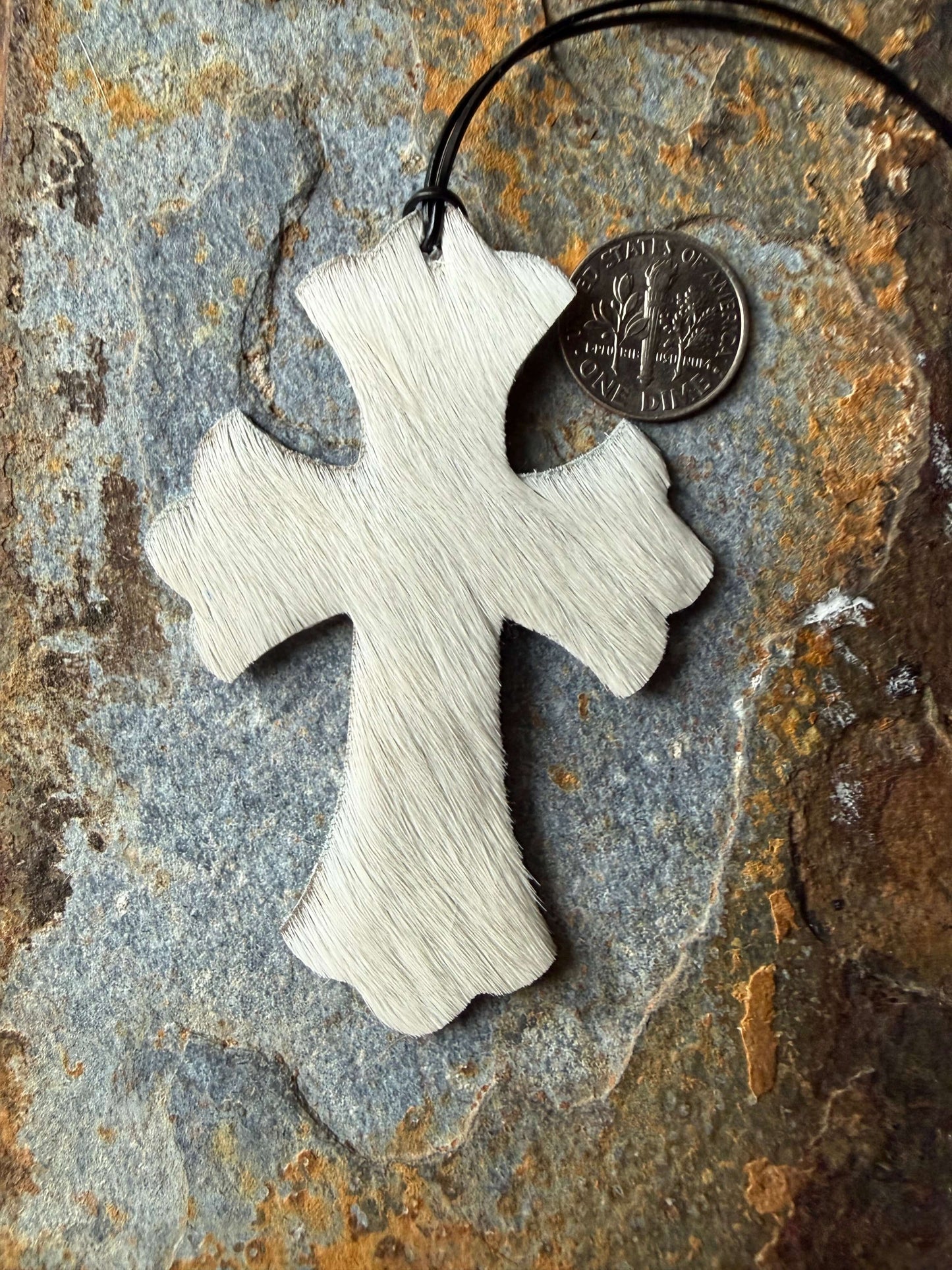 Cowhide Cross Ornament