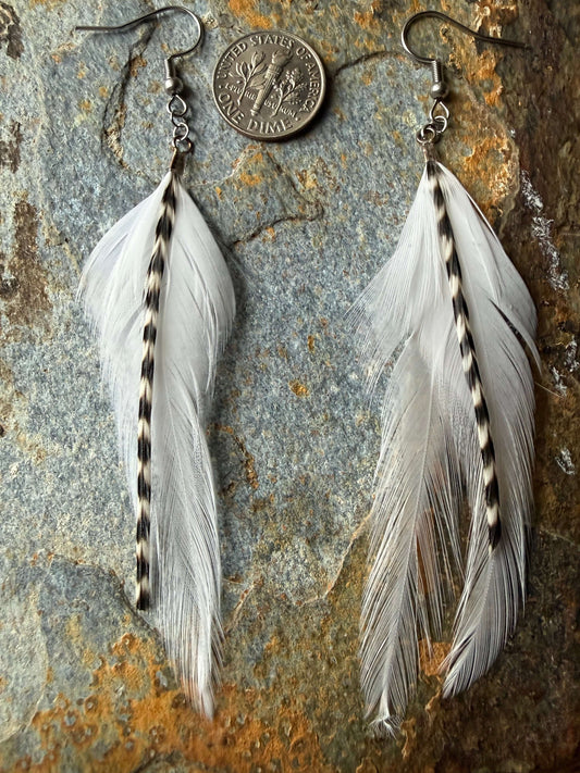 Winter Skies Feather Earrings
