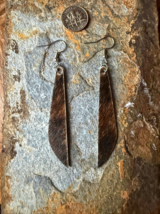 Cowhide Thin Bar Earrings