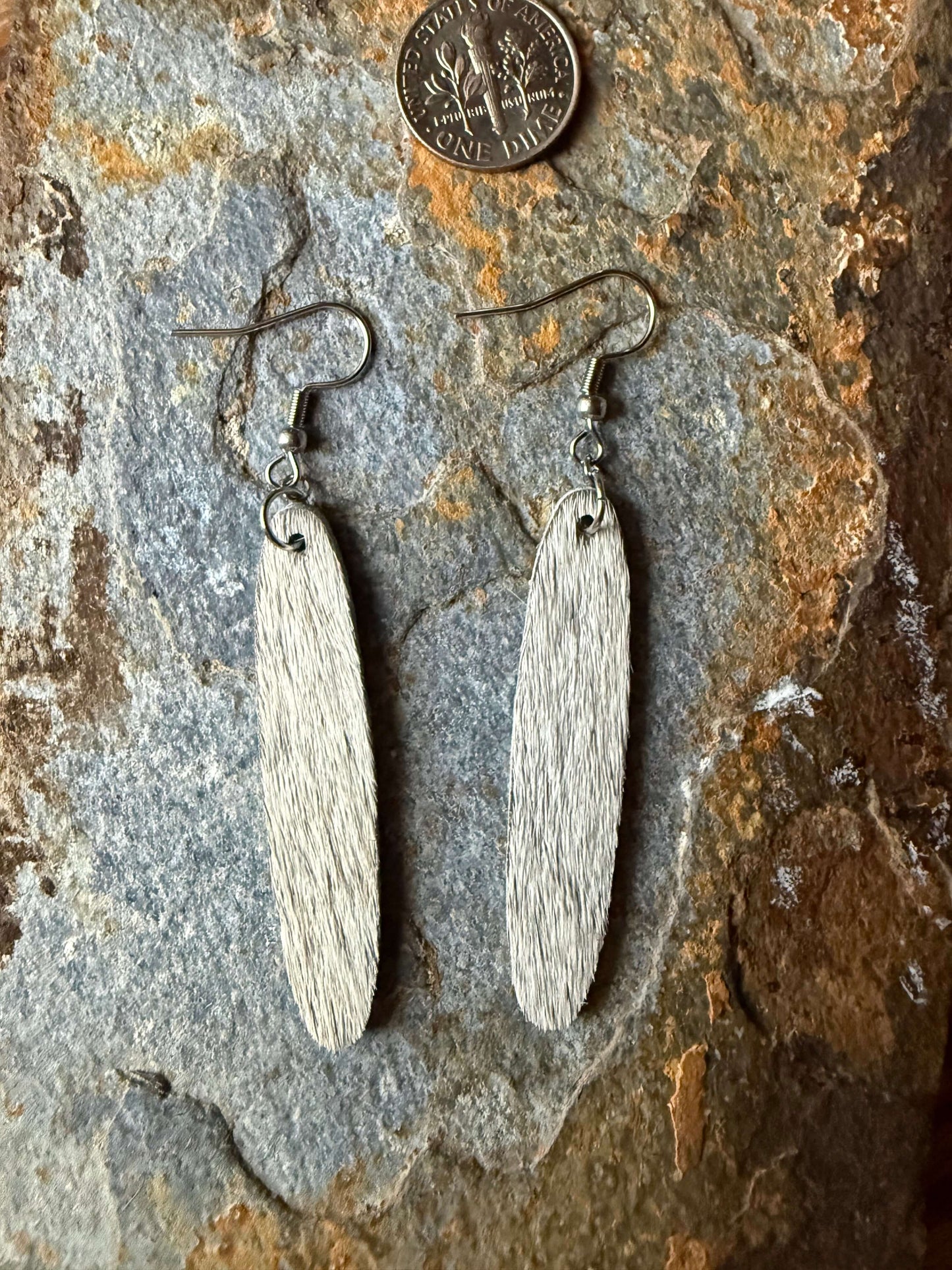 Cowhide Thin Oval Earrings