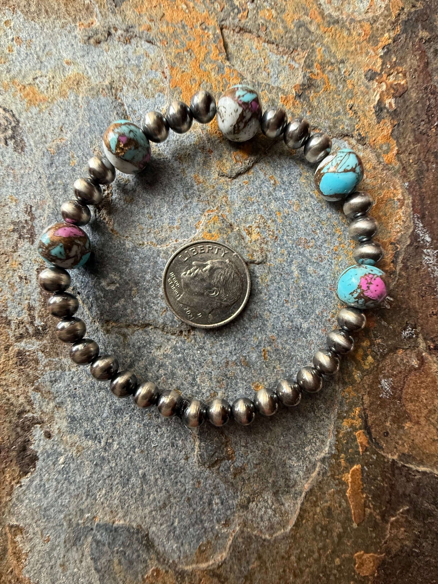 Cotton Candy Dahlia Pearl Bracelet