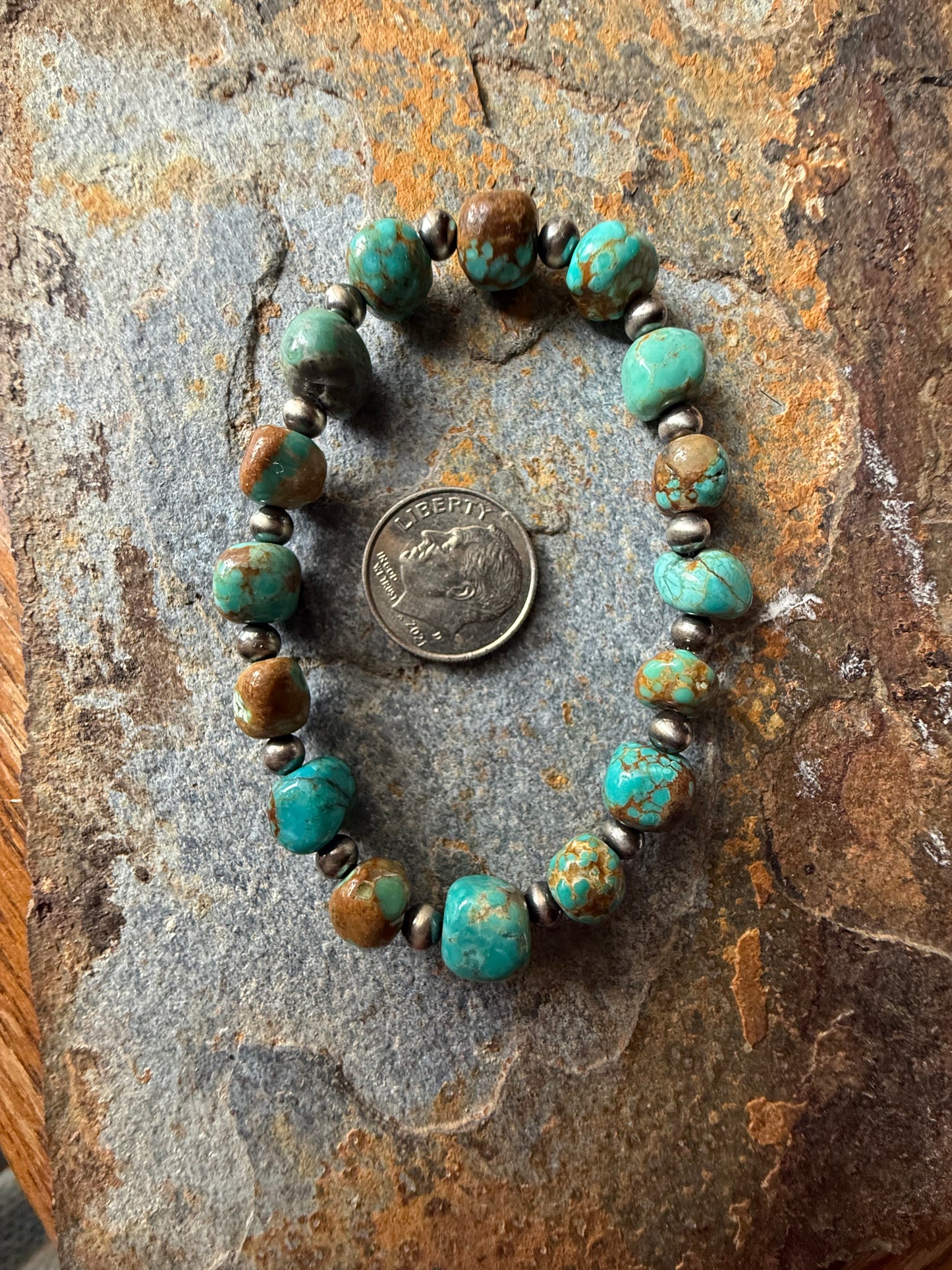 Number 8 Turquoise Nugget Pearl Bracelet