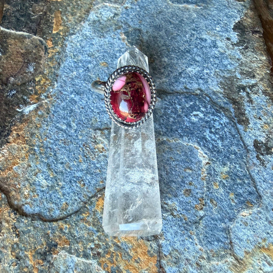 Red Rose Dahlia Sterling Silver Ring