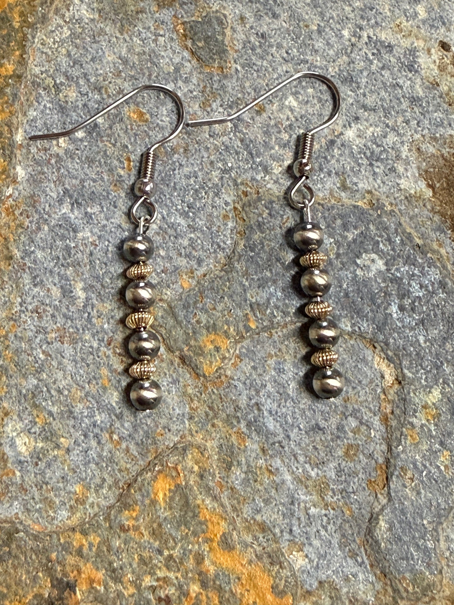 Sterling Silver Pearl Gold Filled Saucer Long Beaded Earrings