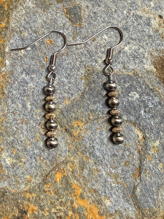 Sterling Silver Pearl Gold Filled Saucer Long Beaded Earrings